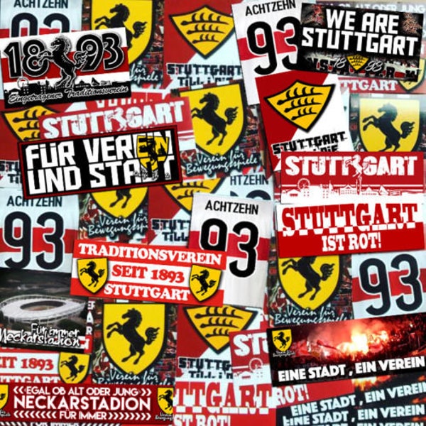 100 x Stuttgart Sticker Inspiriert von VfB Aufkleber Fahne Flagge Poster Fahne Ultra Trikot Schal Flagge Dekoration