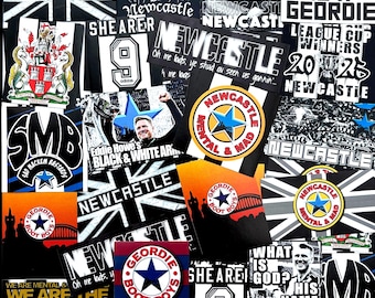 100 x Newcastle United Stickers inspired by Flags Banners Decorations Retro