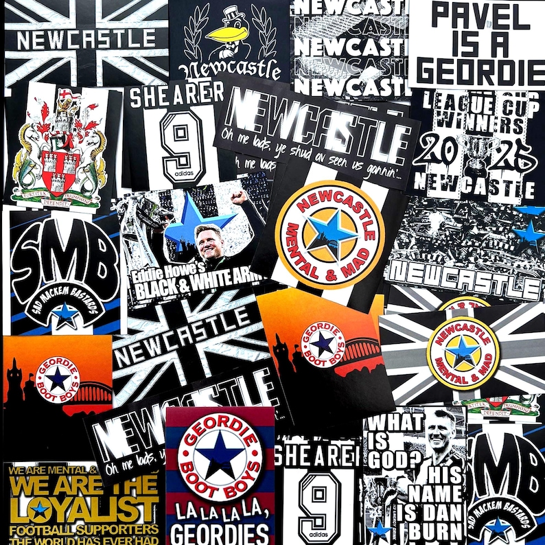 100 x Newcastle United Stickers inspired by Flags Banners Decorations Retro image 1