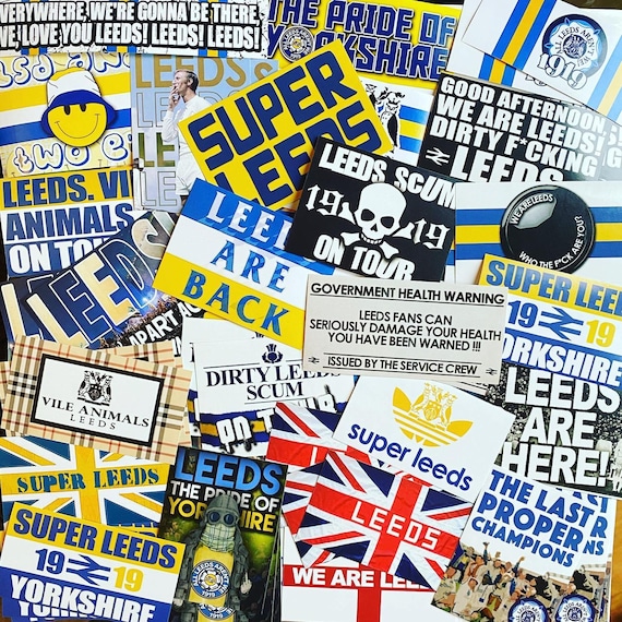 100 X Leeds United Stickers Based on LUFC Poster Shirt Scarf Etsy