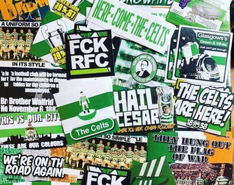 100 x Celtic Stickers - Based on Celts Flags Scarf Shirt Badge Ultras Paradise Parkhead Billy McNeil Lisbon Lions Green & White