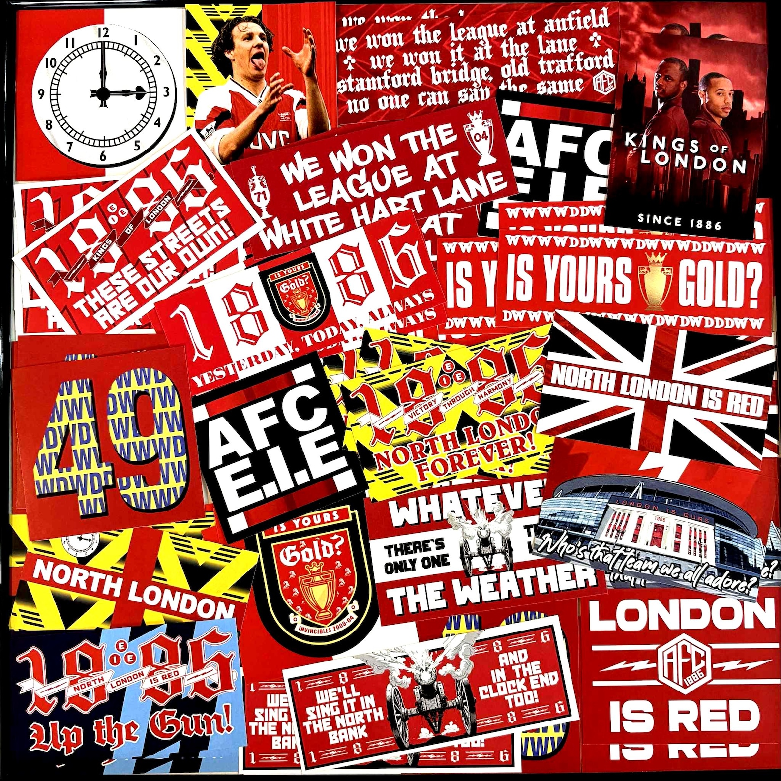 100 X Arsenal FC Stickers - Based on Scarf Shirt Banner Programme ...