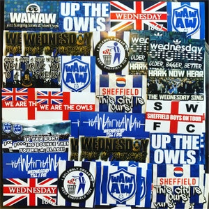 100 x Sheffield Wednesday Stickers - Based on SWFC Flag Arctic Monkeys Poster Scarf Shirt Badge Ultras Owls Hillsborough