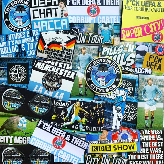 100 x Manchester City Stickers Based on MCFC Oasis Gallagher Etsy