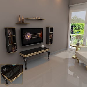 Tv Console, Tv Cabinet, Wall Mounted TV Stand, Hidden Storage Tv Stand, TV Stand,Living Room Tv Stand, Wall TV Unit, Tv Furniture,Lucca A2-4