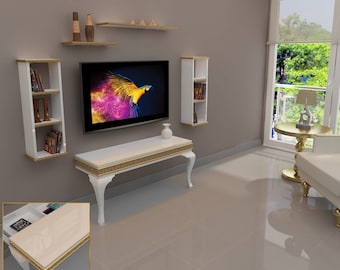 Wall Mounted TV Stand, Hidden Storage Tv Stand,TV Stand,Living Room Tv Stand, Tv Console, Tv Cabinet, Wall TV Unit, Tv Furniture, Lucca A1-4