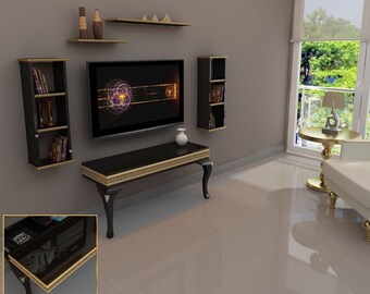 Tv Console, Tv Cabinet, Wall Mounted TV Stand, Hidden Storage Tv Stand, TV Stand,Living Room Tv Stand, Wall TV Unit, Tv Furniture,Lucca A2-4