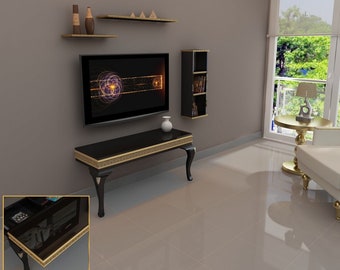 Living Room Tv Stand,Hidden Storage Tv Stand,Wall TV Stand, Tv Console, Industrial Tv Cabinet, Wall TV Unit, Tv Furniture, Lucca A2-3