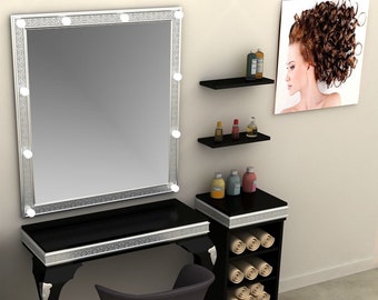 Tavolo da trucco d'argento, tavolo da trucco d'argento con cassetti, set da tavolo da trucco d'argento, scrivania da tavolo da trucco d'argento, tavolo da trucco d'argento
