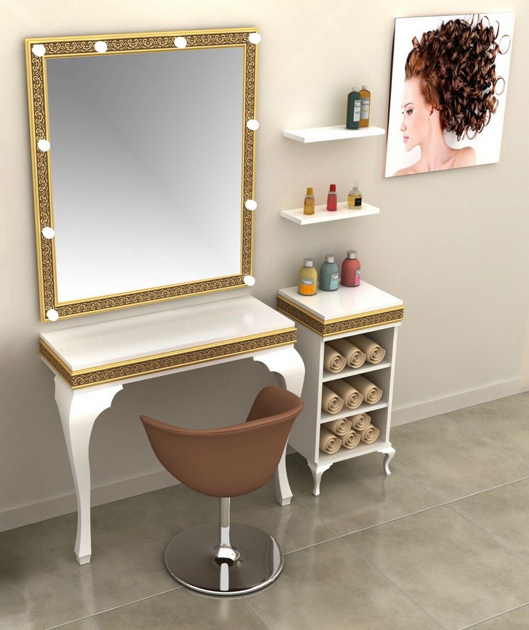 Gold Makeup Vanity Gold Makeup Vanity With Mirror Gold - Etsy