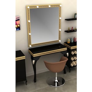 Mobile trucco illuminato con contenitore, mobile trucco professionale con luci, mobile trucco bianco con luci, mobile trucco con luci