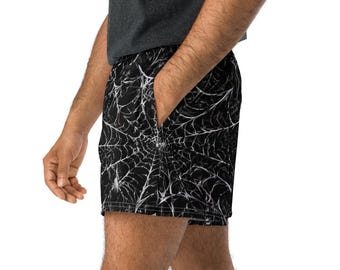 Gothic Spinnennetz Sportshorts - Dunkle Kantige Sportshorts, Schwarze AOP Trainingsshorts, Alternative Fitnessbekleidung, Grunge Streetwear