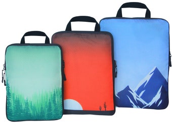 i Drawing Portrait Horse 3 Set Packing Cubes,2 Various Sizes Travel Luggage Packing Organizers