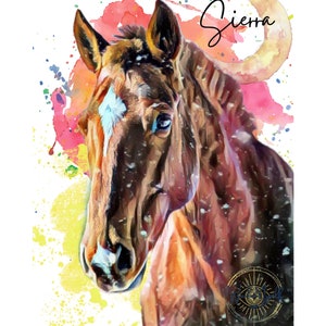 Portrait de cheval à l&#39;aquarelle à partir de la photo | Portrait d&#39;animal de compagnie personnalisé | Cadeau personnalisé pour amoureux des chevaux | Peinture commémorative de la perte d&#39;un cheval grâce à un cadeau photo
