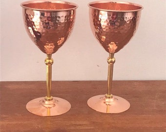 copper wine glass, wine glass, anniversary gift, wedding gift, hammered copper gift, wine glasses, cocktail glasses, rose gold goblets