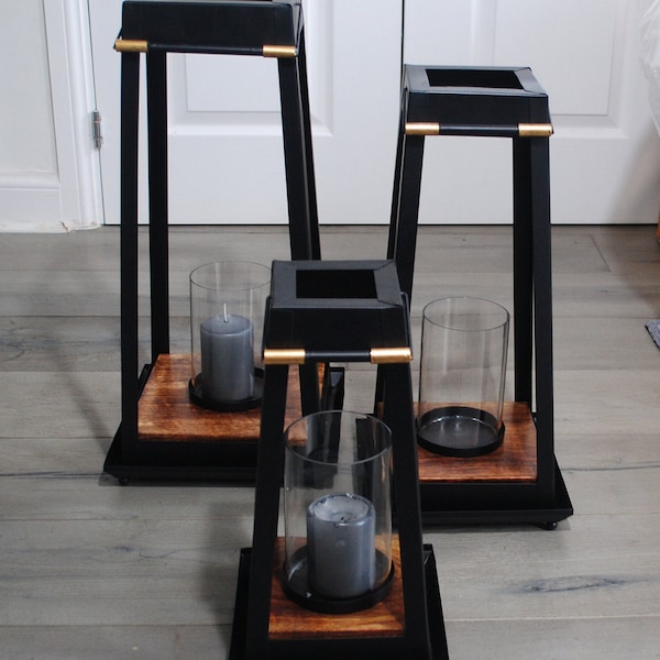 Black and gold lantern, luxury modern black lantern