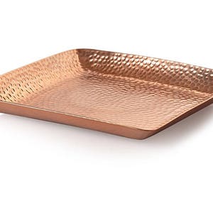 100% copper tray, metal tray, hand hammered, hand hammered tray, home decor, serving tray, serving tray copper, copper serving tray image 1