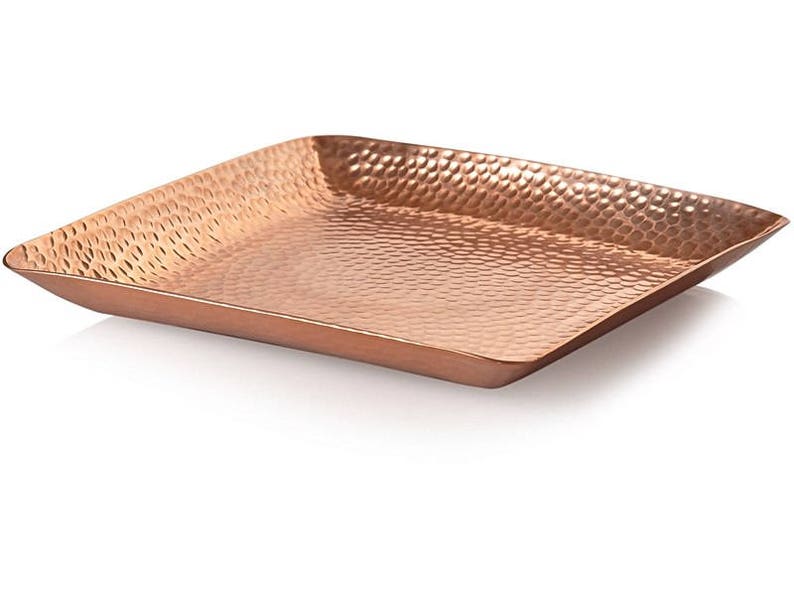 100% copper tray, metal tray, hand hammered, hand hammered tray, home decor, serving tray, serving tray copper, copper serving tray image 1
