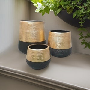 gold planters, black and gold planters, gold home decor, gold wedding planters
