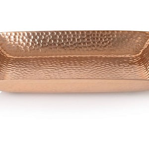 Bandeja rectangular de cobre puro, bandeja de cobre martillado a mano, bandeja rectangular de decoración de cobre, bandeja de diseño de cobre, regalo de séptimo aniversario de cobre