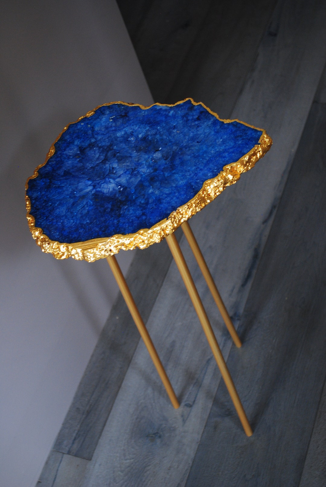 Blue Agate Side Table, Agate Coffee Table Blue Etsy