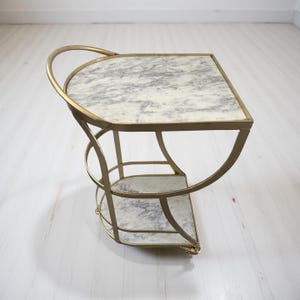 Stylish 2 Tier Gold Metal Bar Cart on Wheels with Marble Top, Modern Home Decor, gold bar cart, marble bar cart, handmade home decor
