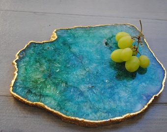 Agate cheese board, agate platters, natural cheese board, green cheese board, natural stone platter