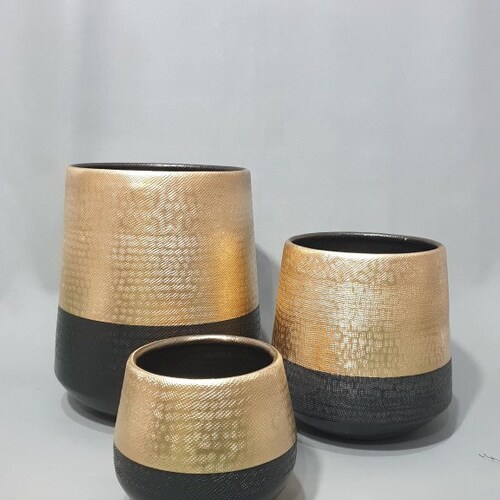 Gold Planters Black and Gold Planters Gold Home Decor Gold Etsy