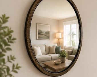 Vintage look Convex Wall Mirror, Rustic Round Decorative Mirror, Antique Style Accent Mirror, Entryway, Living Room & Hallway Decor