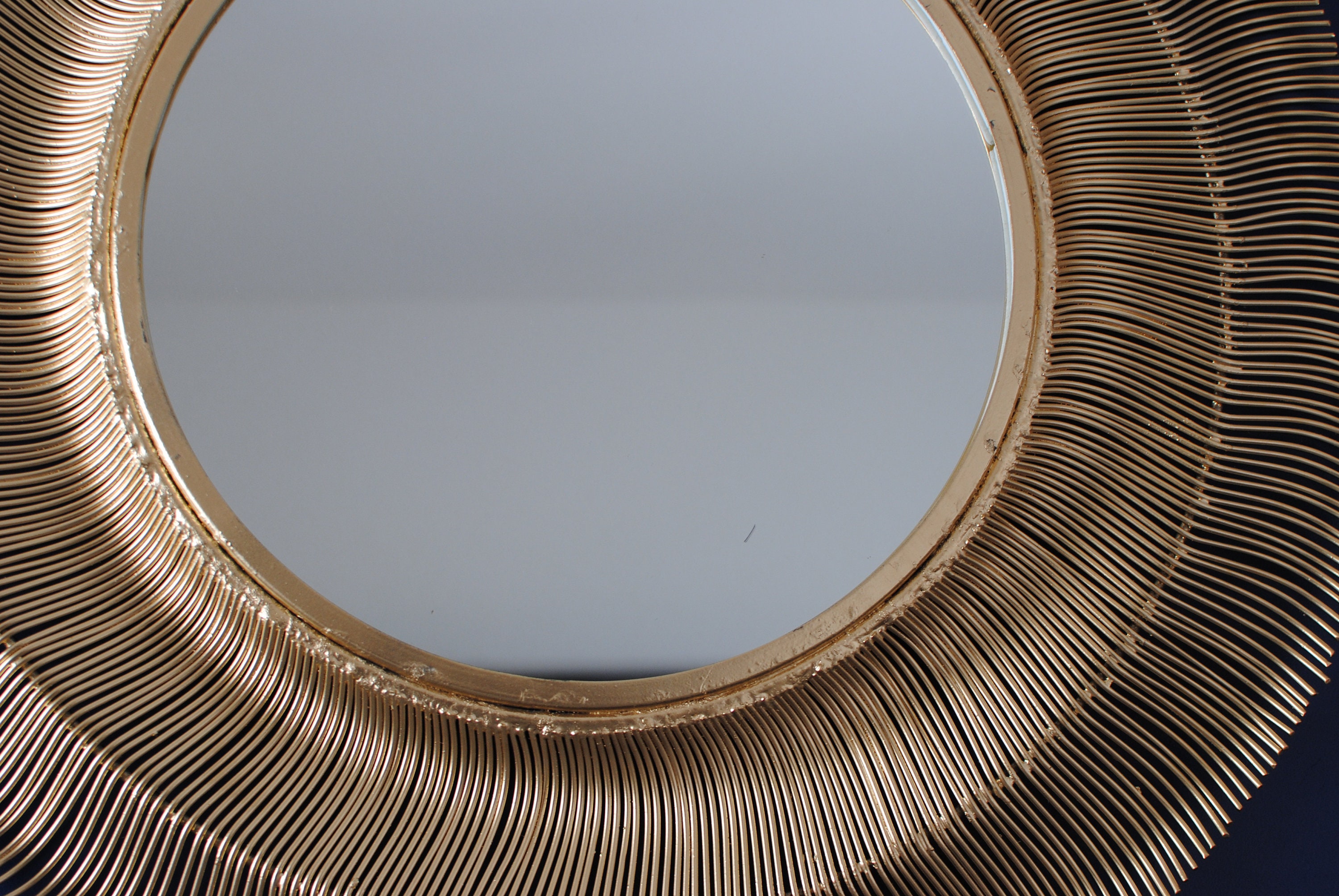 Large round gold mirror gold metal mirror with metal straws Etsy