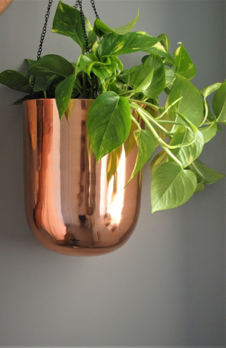 Copper Hanging Planter Heavy Metal Hanging Planter Indoor Etsy
