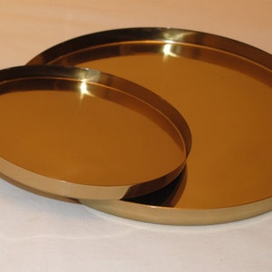 round gold tray, gold serveware, gold decoration stray, beautiful gold tray serving, Gold steel trays - two sizes available