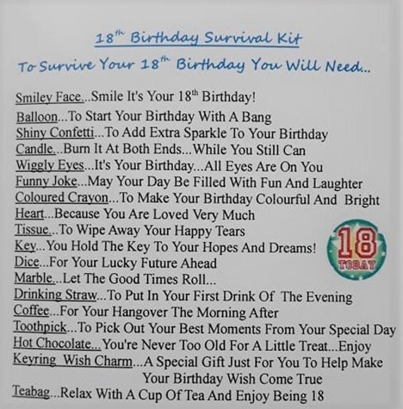 18th birthday survival kit boy