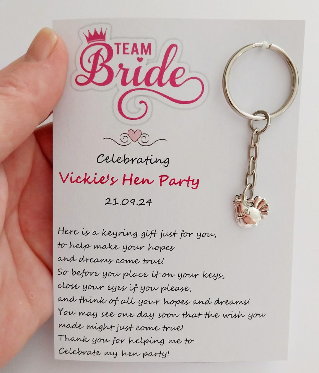 5 X Personalised Hen Party Wish Keyrings Favours With Special | Seychelles