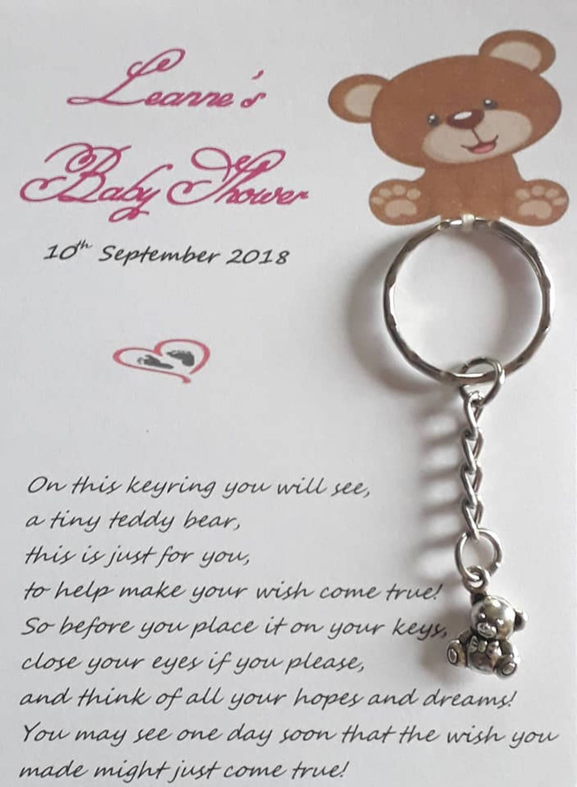 5 pack Of Personalised Baby Shower Cute Keyring/keychain Etsy
