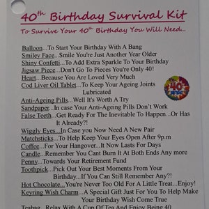 40th Birthday Survival Kit Pink or Blue A Fun Novelty - Etsy UK