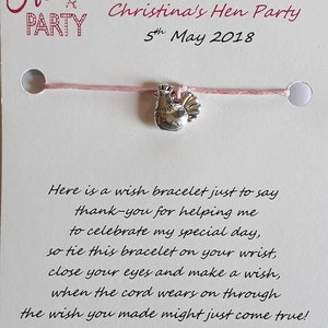 5 Personalised Hen Party Favours For Guests Hen Do Favours Wish Bracelets Hen party Wish Bracelet Gifts favours Wedding Bride to be