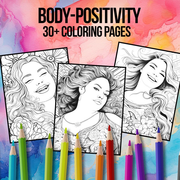 30+ Coloring Pages about Body Positivity, Celebrating Plus-size Beauty, Art Therapy