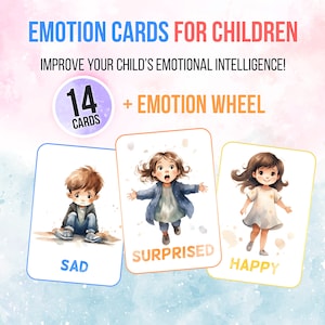 Tarjetas de Emociones para Niños con Rueda de Emociones, Inteligencia Emocional, Regulación Emocional