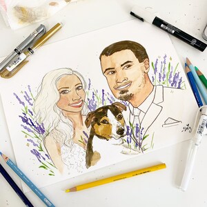One Custom watercolor portrait