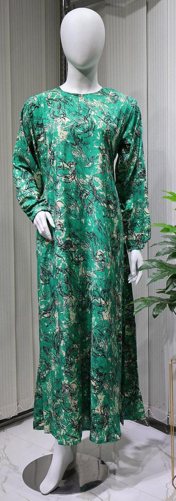 LA0080 - LINEN ABAYA modest dress Islamic clothing plus size ABAYA dress Ramadan, Umrah, Hajj prayer dress