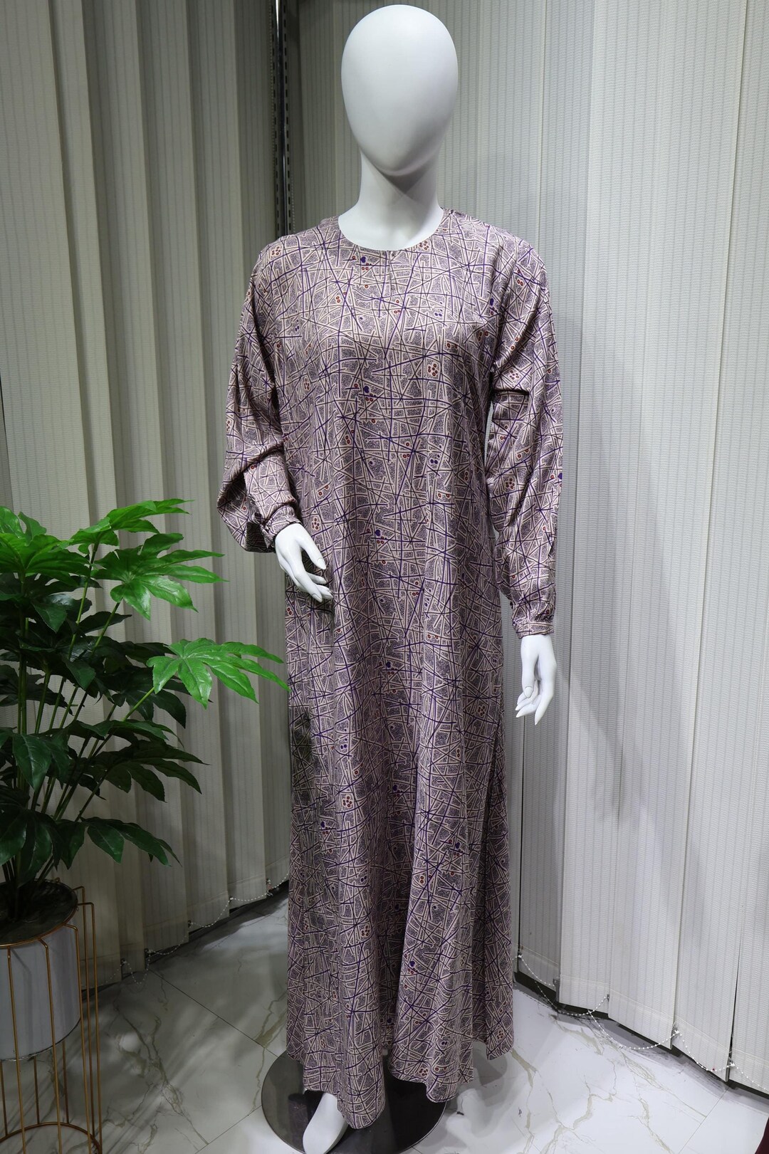 PLA0098- LINEN ABAYA modest dress Islamic clothing plus size ABAYA dress Ramadan, Umrah, Hajj prayer dress