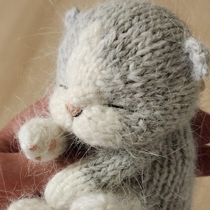 Knit Sleeping Kitten Plushie: Merino & Alpaca Wool Stuffed Animal