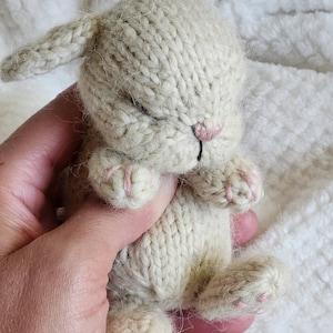 Stuffed knitted Baby Bunny Realistic bunny toy Sleeping bunny Easter Bunny Rabbit toy Knitted toy Plush bunny Gray bunny White bunny