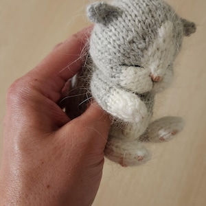 Sleeping Kitten Stuffed Sleeping Kitten Plushie Kitten Knit Kitten Realistic Kitten Crochet Kitten  Pocket Kitten Baby Photoshoot Cute Cat