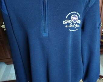 Vintage Men's Knitwear Sweater with Long Sleeve Christian Berg Sailing Desingner Navy Blue Color 100% Cotton