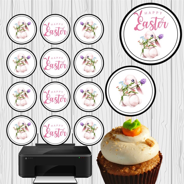 Easter Toppers, Easter Edible Cupcake And Cake Party Toppers With Transparent Background,Easter Party,Instant Download