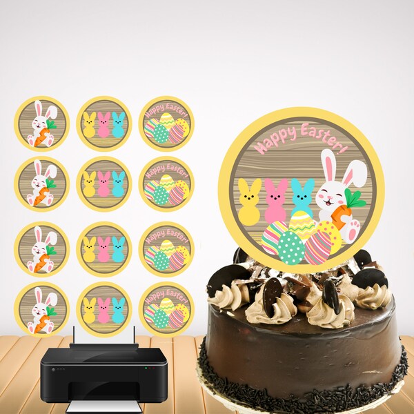 Easter Toppers,Easter Edible Cupcake & Cake Party Toppers With Transparent Background,Easter Edible Prints.Easter Toppers,Instant Download