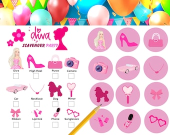 Diva Scavenger Hunt, Party Game for Kids, Digital Download, Instant Download