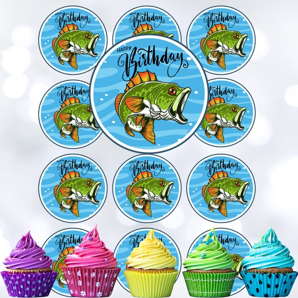 Fish, Fish Toppers, Edible, Fisherman, Fishing, Cupcake Toppers, Cake Toppers, Transparent Background, Fish Birthday, Instant Download